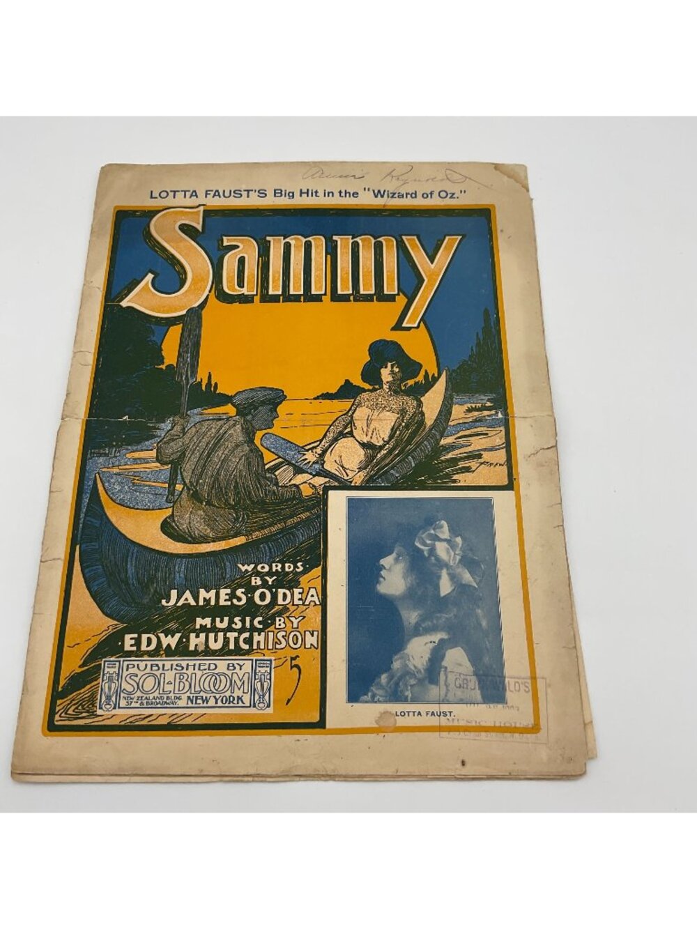 Antique 1902 SAMMY Sheet Music Lotta Faust Stage Production Wizard of Oz